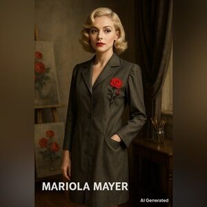 Canada Rose Embroidered Longline Blazer Coat Rayon Cupro 12